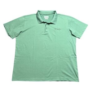 Columbia Active Fit Polo Shirt Mens Large Green Short Sleeve Cotton Blend XO0904